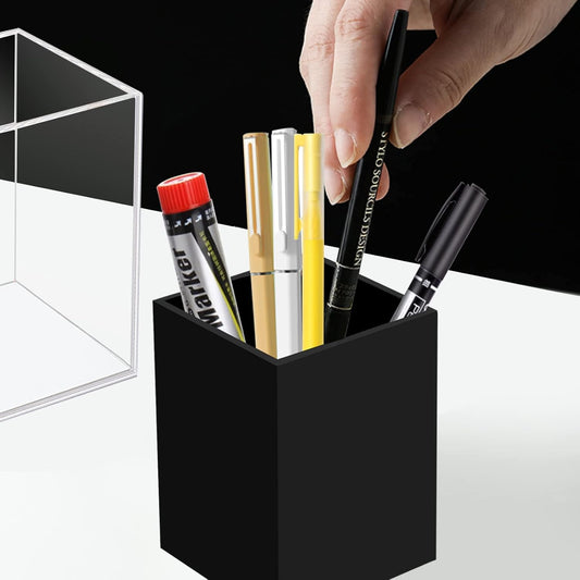 Acrylic Pen Holder Organizer, Black Pencil Holder for Desk, 2 Pack