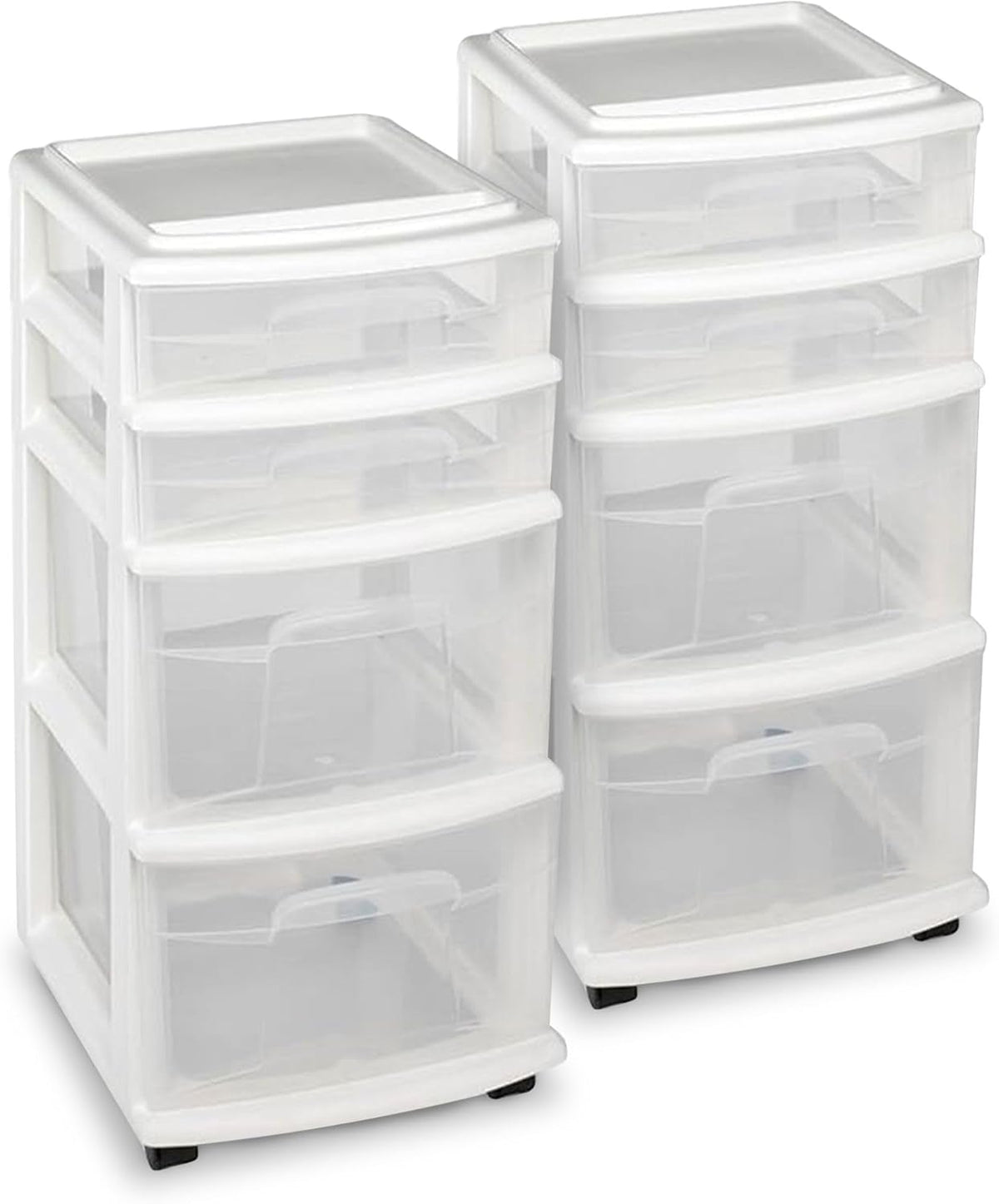 Drawer Tower, 4-Tier Storage Cart with Removable Wheels, Black Frame