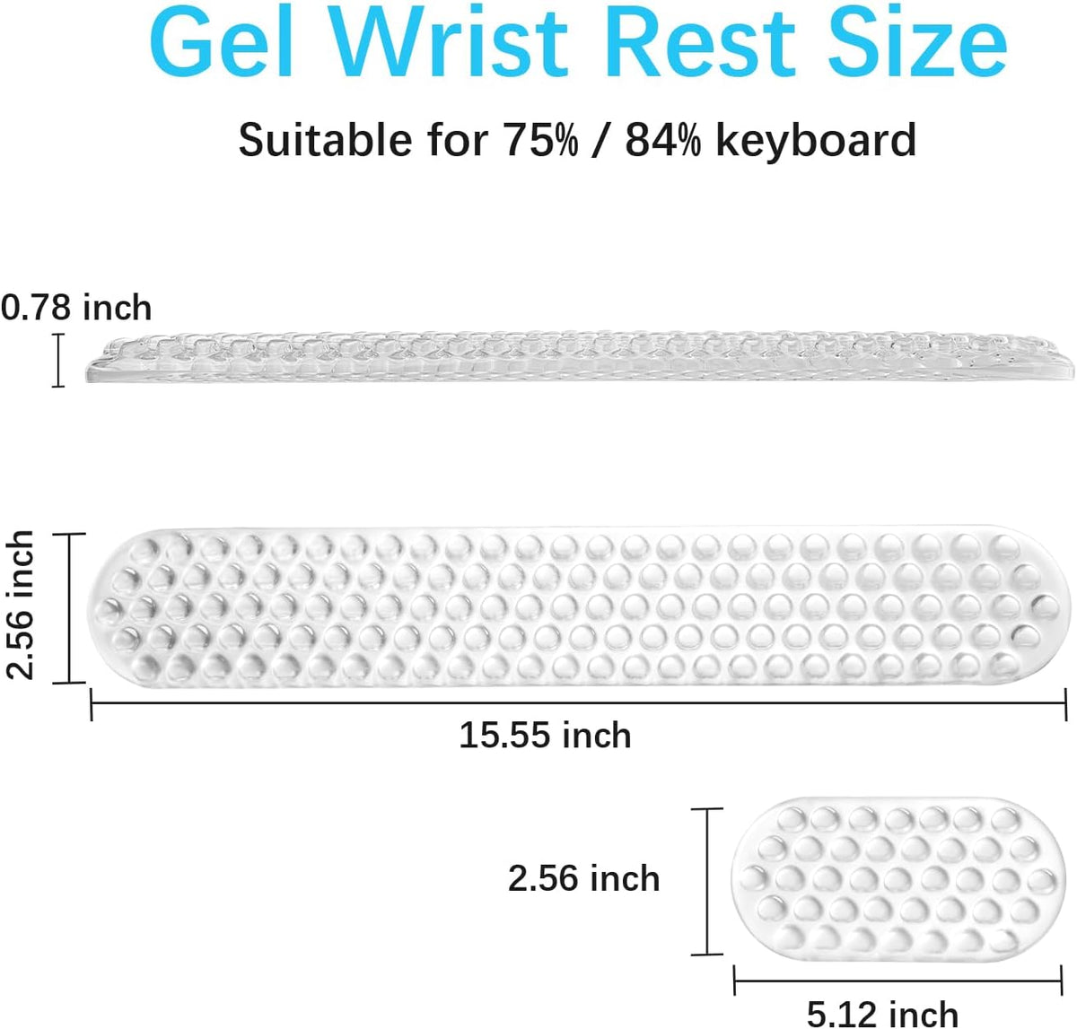 Gel Wrist Rest Support for Mouse Pad&Keyboard Set, Transparent