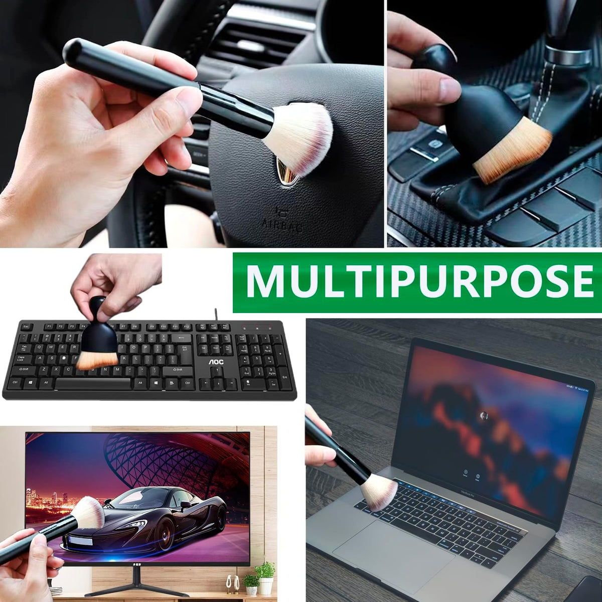3 Pack Exquisite Microfiber Duster Brushes, Feather Duster,Car Interior Cleaning Brush - Cleaning Tool Efficient Dust Removal for Car Interior, Computers, Keyboards, Photo Frames, Digital Devices