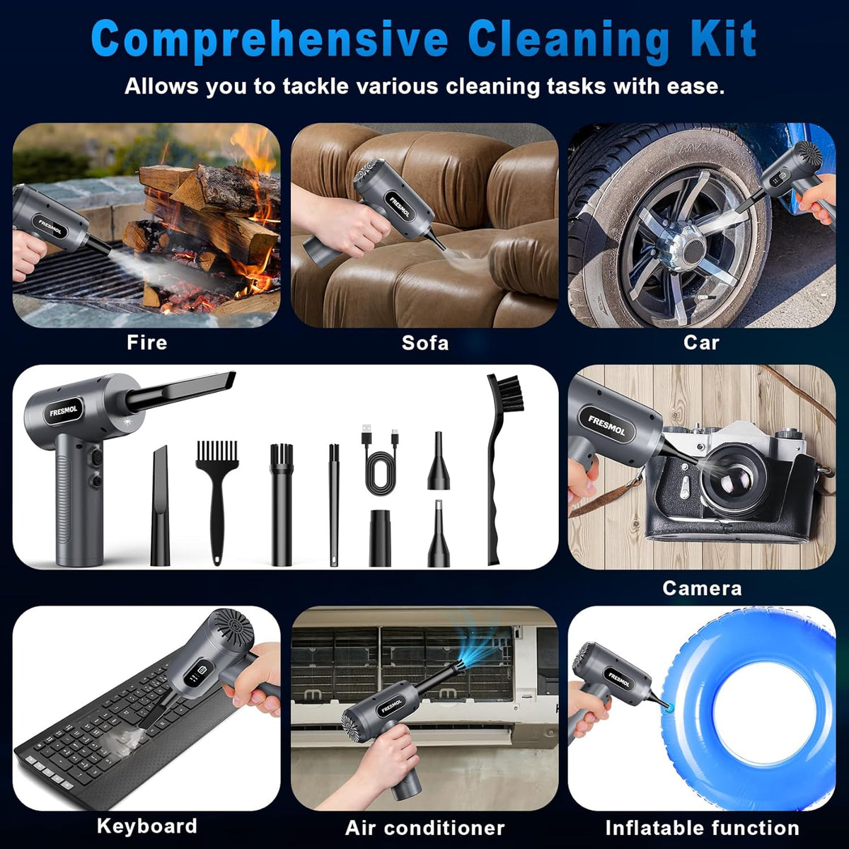 Compressed Air Duster, Rechargeable Cordless Electric Air Blower
