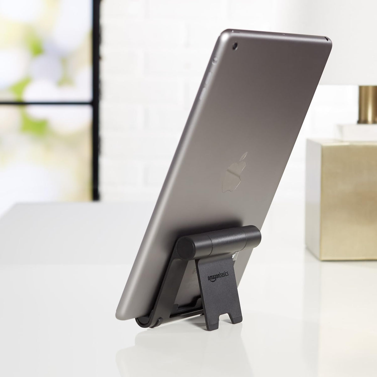 Multi-Angle Portable Foldable Stand for Tablets, E-Readers and Phones, Non-Slip Desktop Holder for iPads, iPhones, Kindles, Hands-Free Viewing - Silver
