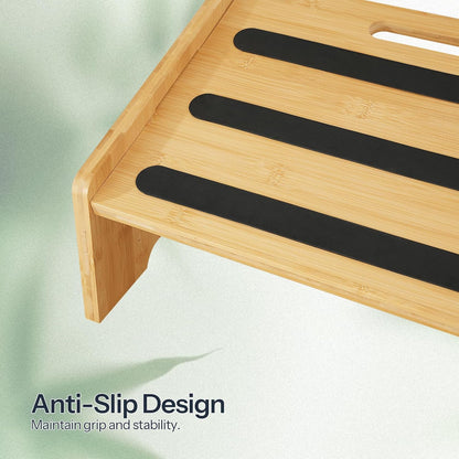 Bamboo Foot Rest, Adjustable Under Desk Footrest with 5 Height Options & Angles, Non-Slip Ergonomic Foot Rest for Under Desk at Work for Improved Posture, for Home & Office, Natural YL01FP01