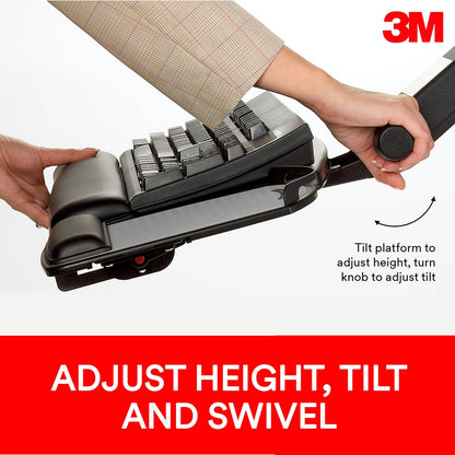 Keyboard Tray, Just Lift to Adjust Height and Tilt, Sturdy Tray Includes Gel Wrist Rest and Precise Mouse Pad, Swivels Side to Side and Stores Under Desk, 23" Track, Black (AKT90LE)