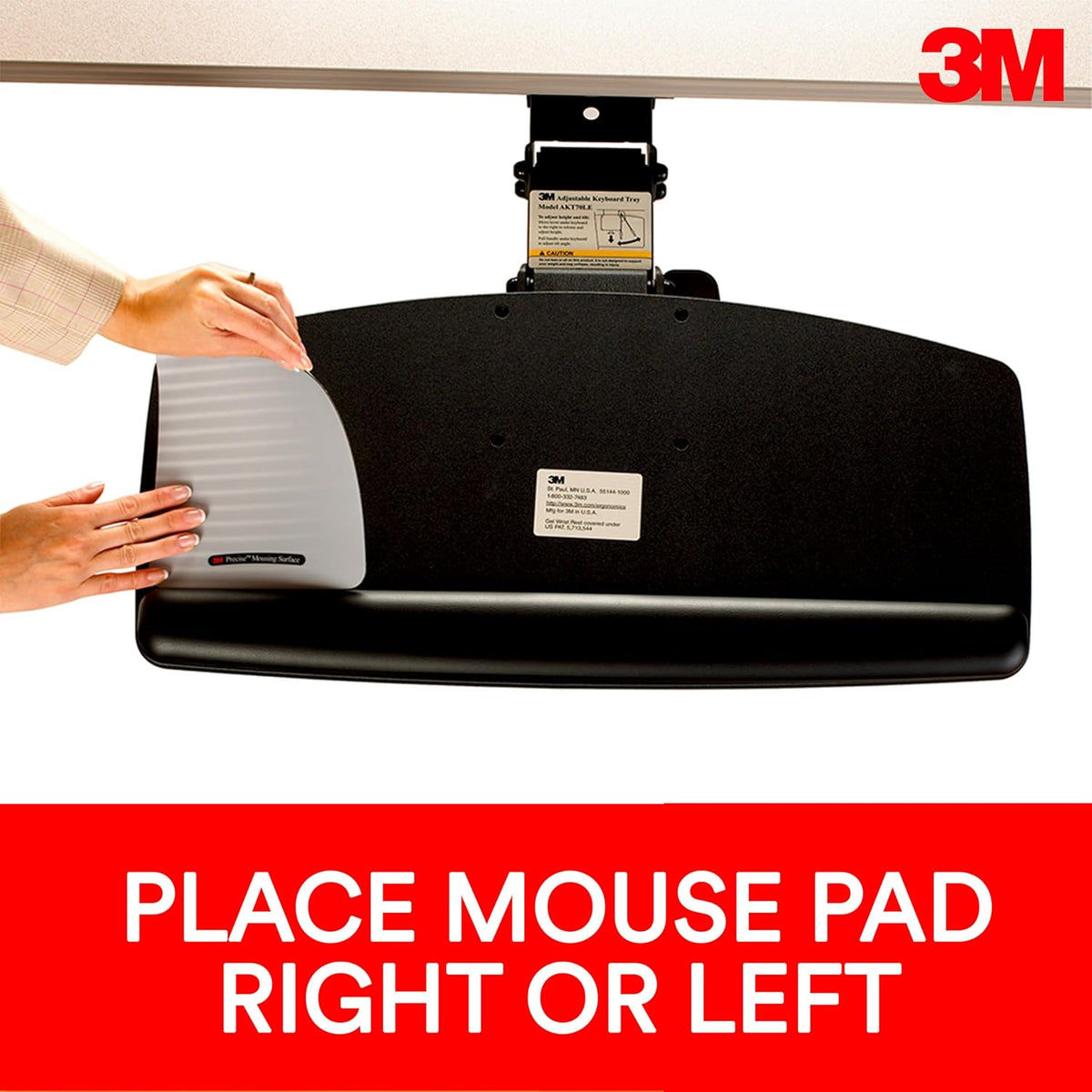 Keyboard Tray, Just Lift to Adjust Height and Tilt, Sturdy Tray Includes Gel Wrist Rest and Precise Mouse Pad, Swivels Side to Side and Stores Under Desk, 23" Track, Black (AKT90LE)