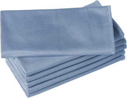 6 Pack Microfiber Glass Cleaning Cloth, 16 Inch X 16 Inch, Lint Free Quickly Clean Window, Glasses, Windshields, Mirrors, and Stainless Steel, Blue