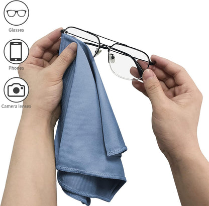 6 Pack Microfiber Glass Cleaning Cloth, 16 Inch X 16 Inch, Lint Free Quickly Clean Window, Glasses, Windshields, Mirrors, and Stainless Steel, Blue