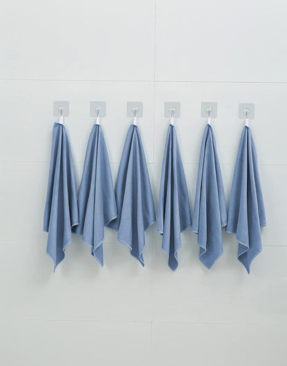 6 Pack Microfiber Glass Cleaning Cloth, 16 Inch X 16 Inch, Lint Free Quickly Clean Window, Glasses, Windshields, Mirrors, and Stainless Steel, Blue