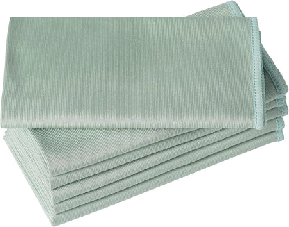 6 Pack Microfiber Glass Cleaning Cloth, 16 Inch X 16 Inch, Lint Free Quickly Clean Window, Glasses, Windshields, Mirrors, and Stainless Steel, Blue
