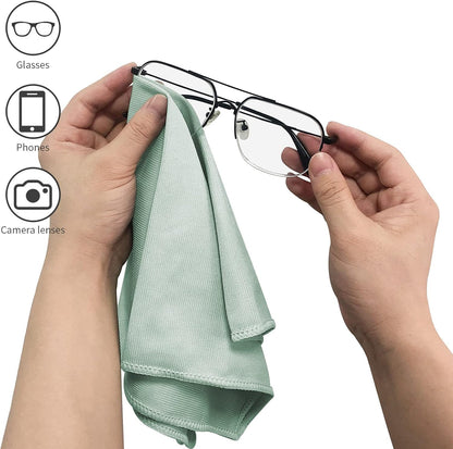 6 Pack Microfiber Glass Cleaning Cloth, 16 Inch X 16 Inch, Lint Free Quickly Clean Window, Glasses, Windshields, Mirrors, and Stainless Steel, Blue