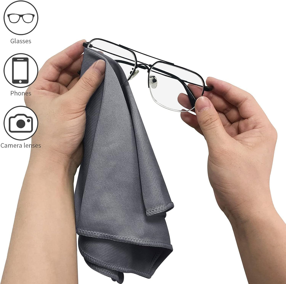 6 Pack Microfiber Glass Cleaning Cloth, 16 Inch X 16 Inch, Lint Free Quickly Clean Window, Glasses, Windshields, Mirrors, and Stainless Steel, Blue