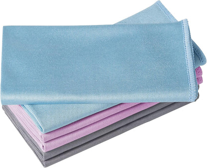 6 Pack Microfiber Glass Cleaning Cloth, 16 Inch X 16 Inch, Lint Free Quickly Clean Window, Glasses, Windshields, Mirrors, and Stainless Steel, Blue