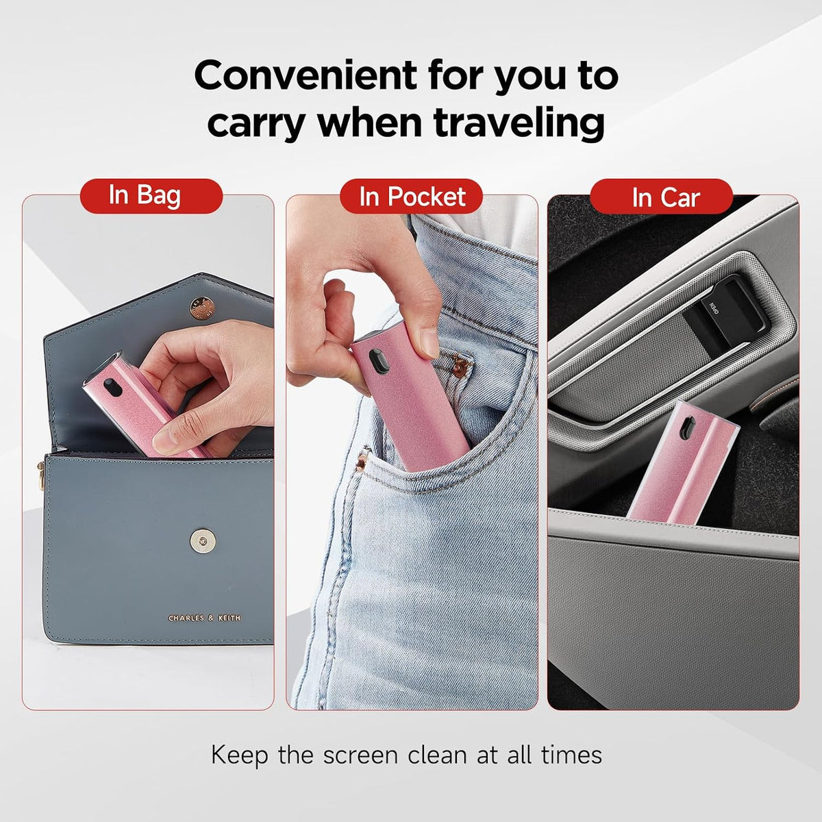 Touchscreen Screen Cleaner Spray, for Phones iPad Car (Pink)