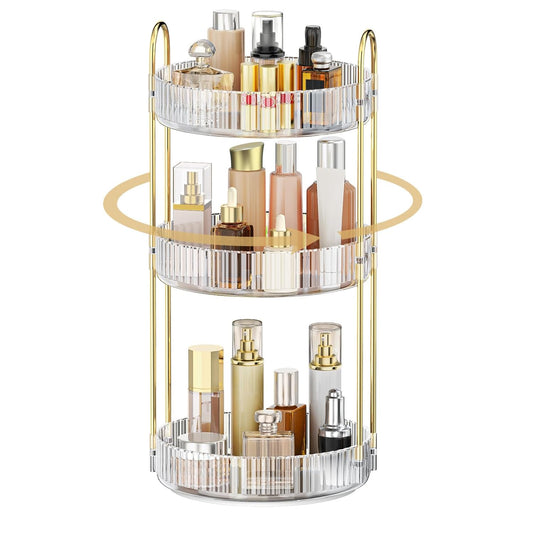 360 Rotating Makeup Organizer for Vanity, 3 Tier Perfume Organizer