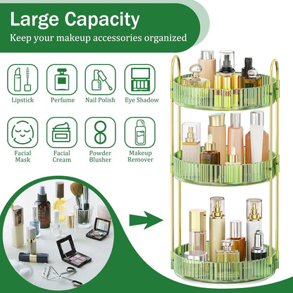 360 Rotating Makeup Organizer for Vanity, 3 Tier Perfume Organizer
