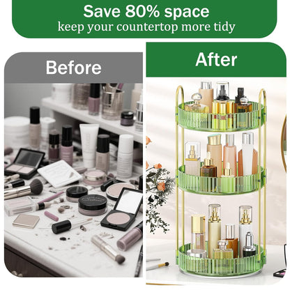 360 Rotating Makeup Organizer for Vanity, 3 Tier Perfume Organizer