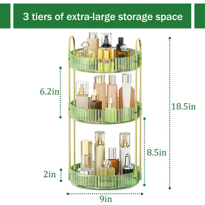 360 Rotating Makeup Organizer for Vanity, 3 Tier Perfume Organizer