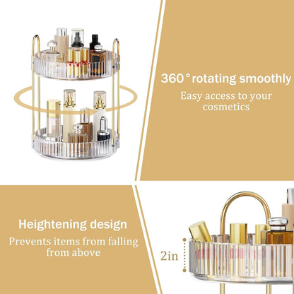 360 Rotating Makeup Organizer for Vanity, 3 Tier Perfume Organizer