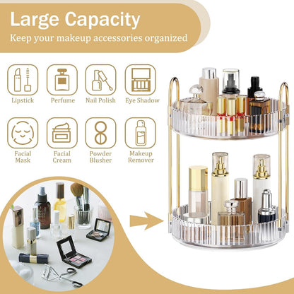 360 Rotating Makeup Organizer for Vanity, 3 Tier Perfume Organizer