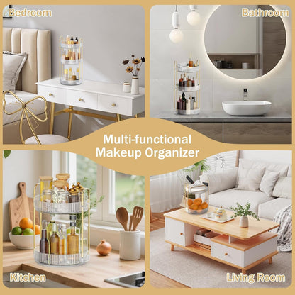 360 Rotating Makeup Organizer for Vanity, 3 Tier Perfume Organizer
