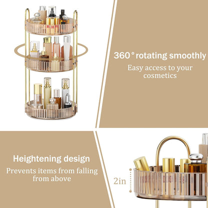 360 Rotating Makeup Organizer for Vanity, 3 Tier Perfume Organizer