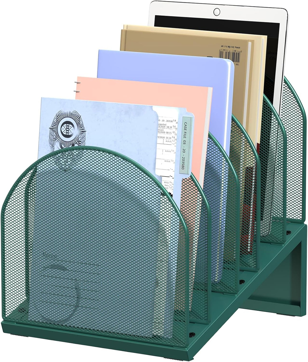 5-Section Desk File Organizer Metal Mesh Folder Organizer, Black