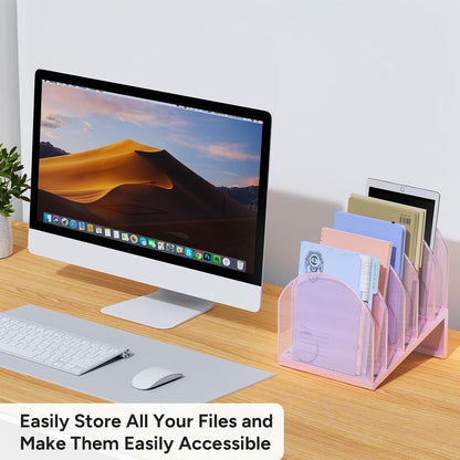 5-Section Desk File Organizer Metal Mesh Folder Organizer, Black