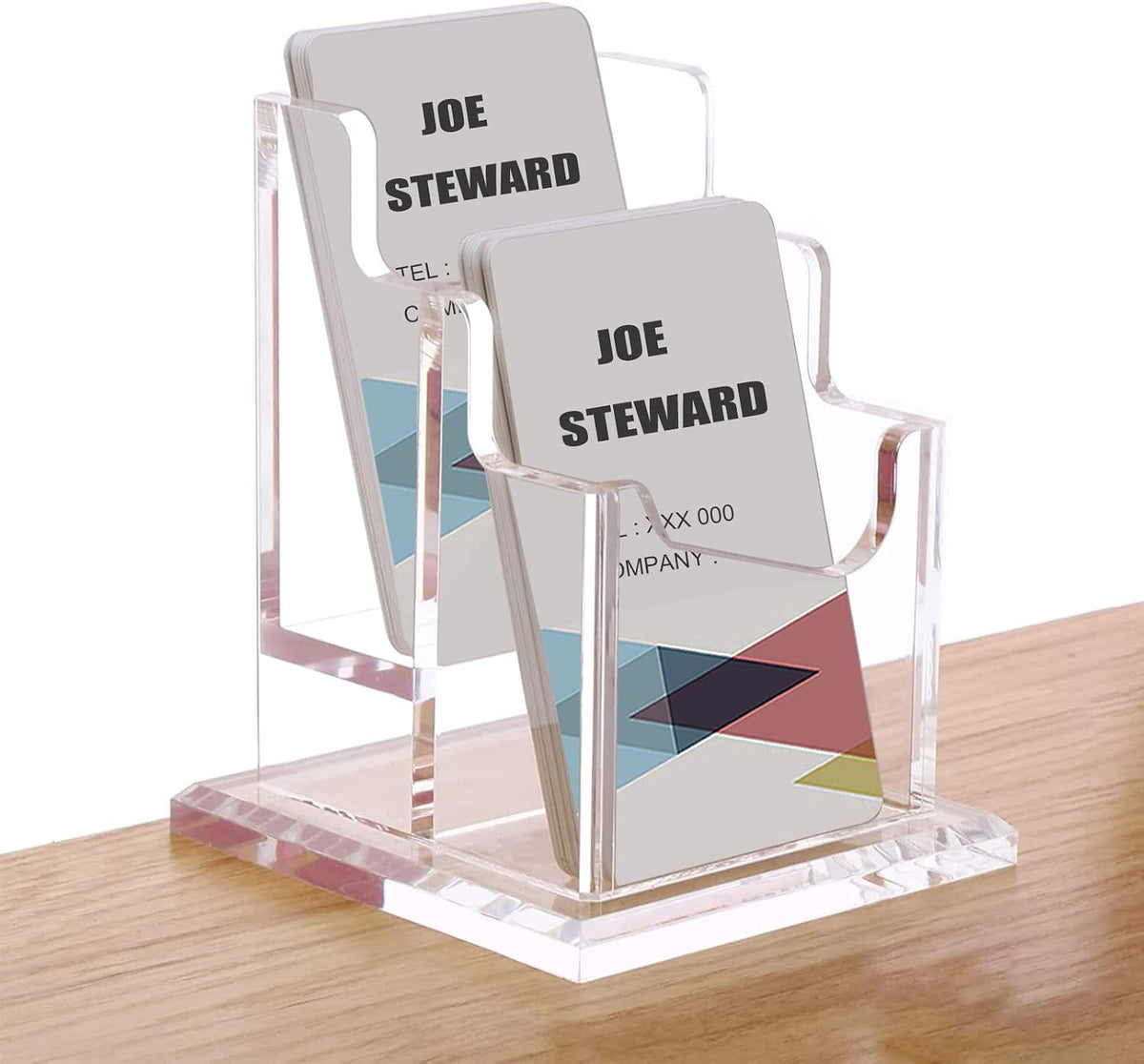PARTSPOWER Acrylic Business Card Holder for Desk, Vertical Clear Business Name Card Display Stand, Desk Accessory Business Name Card Organizer (Vertical, 1-Slot)