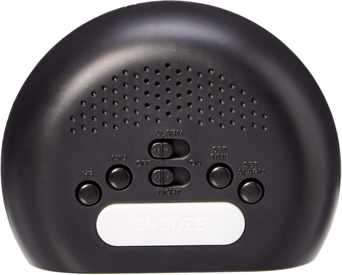 Small Digital Oval Alarm Clock with LED Display, Nightlight, Snooze Function & Battery Backup, Black, 4.5 x 3.5 x 2.4 Inches