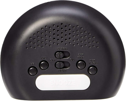 Small Digital Oval Alarm Clock with LED Display, Nightlight, Snooze Function & Battery Backup, Black, 4.5 x 3.5 x 2.4 Inches