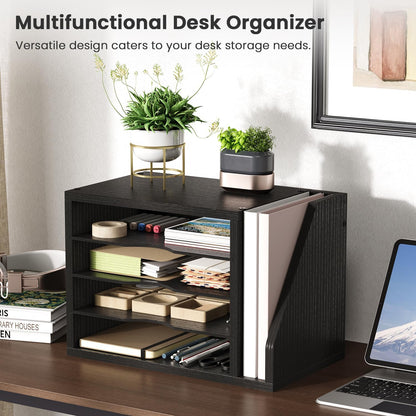 Wooden Mail Organizer, Desk Organizer with 3 Adjustable Shelves
