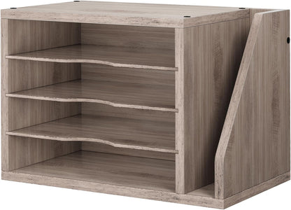 Wooden Mail Organizer, Desk Organizer with 3 Adjustable Shelves