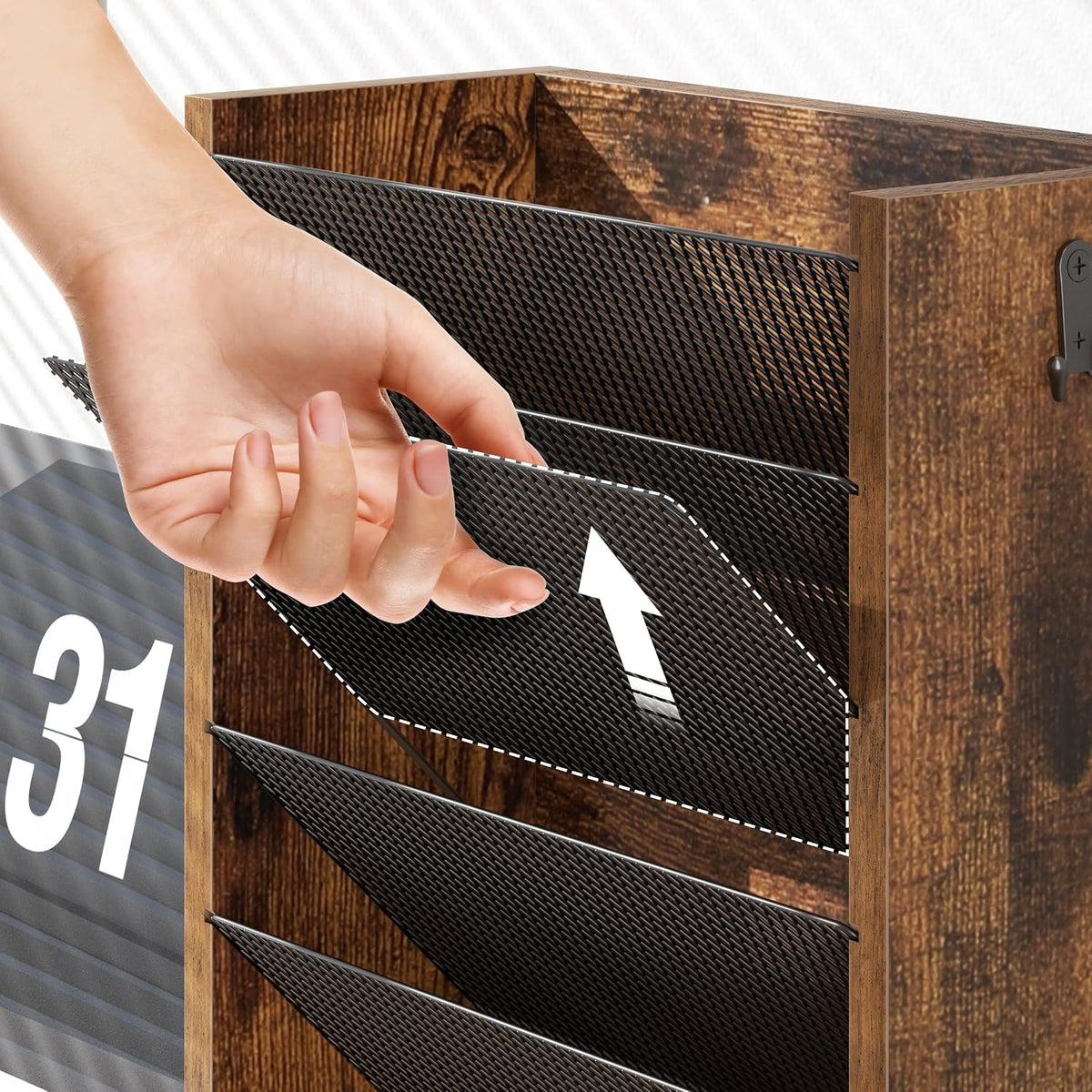 Wooden Mail Organizer, Desk Organizer with 3 Adjustable Shelves
