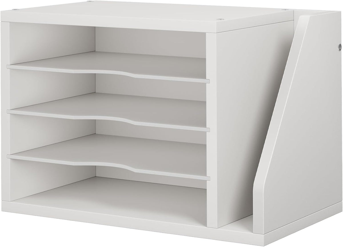 Wooden Mail Organizer, Desk Organizer with 3 Adjustable Shelves