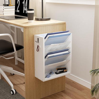 Wooden Mail Organizer, Desk Organizer with 3 Adjustable Shelves