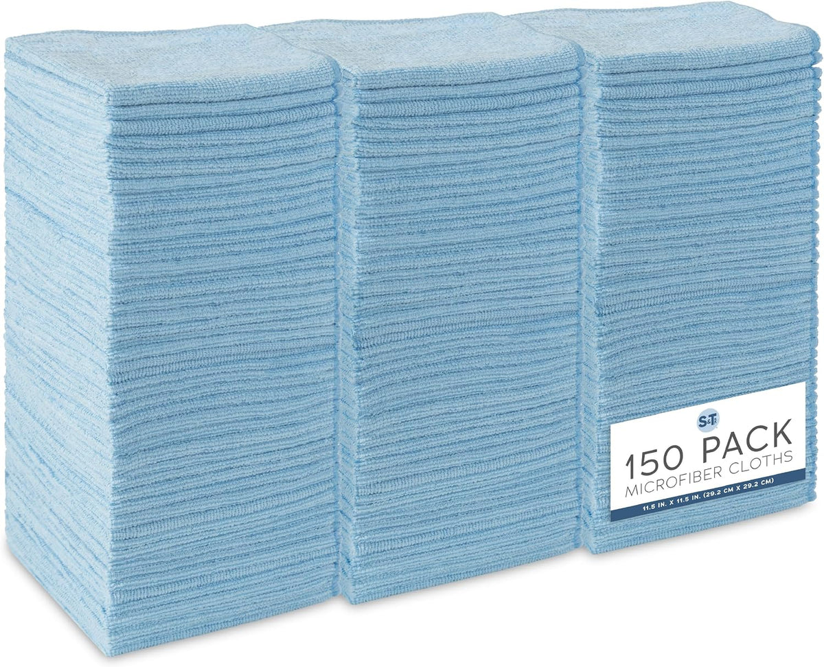 . Microfiber Cleaning Cloth, 11.5" x 11.5", Light Blue