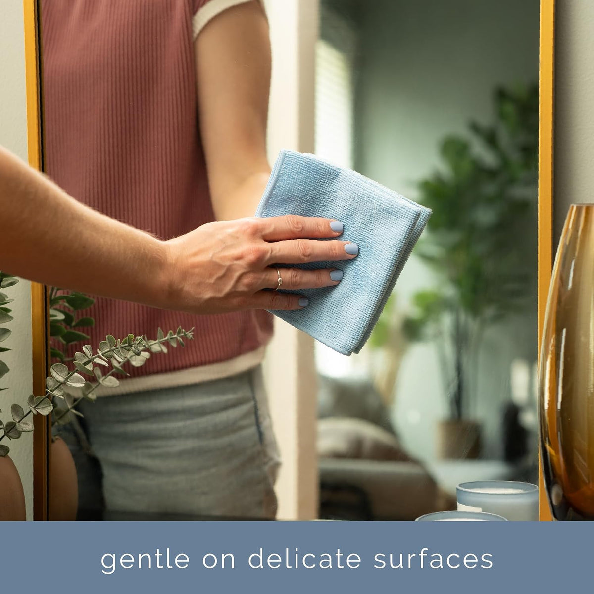 . Microfiber Cleaning Cloth, 11.5" x 11.5", Light Blue