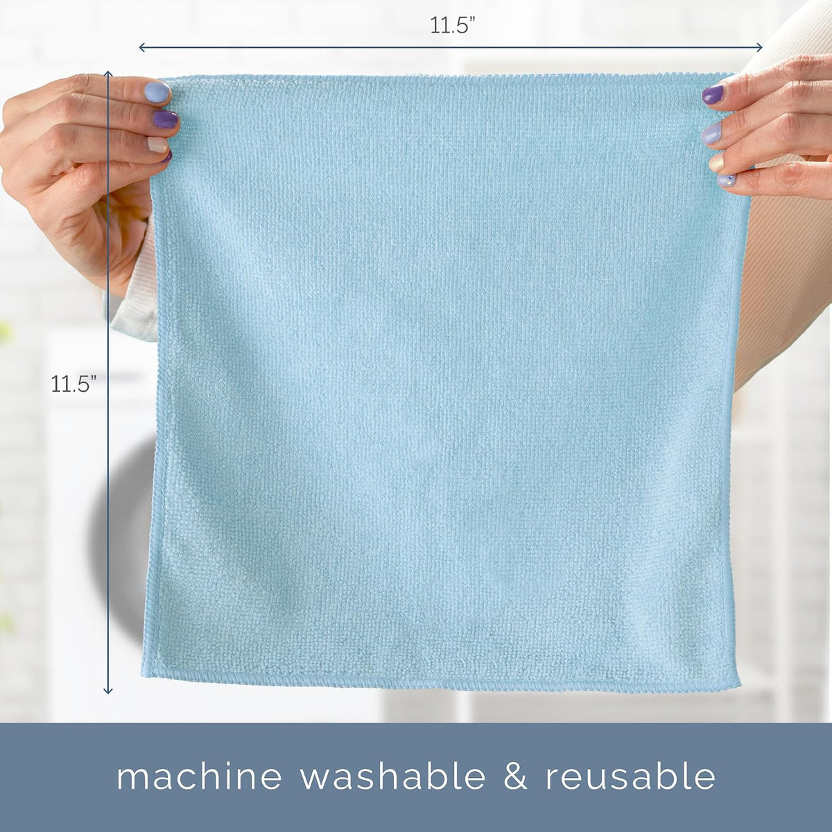 . Microfiber Cleaning Cloth, 11.5" x 11.5", Light Blue