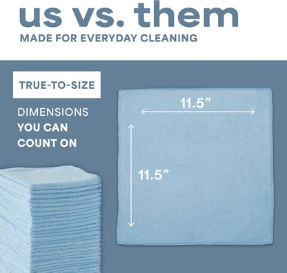 . Microfiber Cleaning Cloth, 11.5" x 11.5", Light Blue
