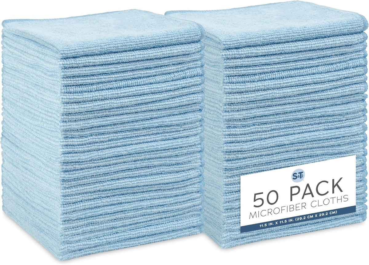 . Microfiber Cleaning Cloth, 11.5" x 11.5", Light Blue