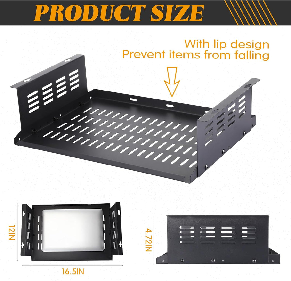 Under Desk Computer Mount for Small Form Factor SFF Computers and Pcs, Using Space 16.7" x H 4.75" x D 12" Mount Shelf Organizer for Office Home Workstation Gaming Stand up Desk