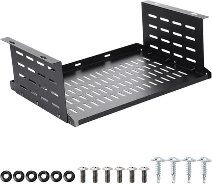 Under Desk Computer Mount for Small Form Factor SFF Computers and Pcs, Using Space 16.7" x H 4.75" x D 12" Mount Shelf Organizer for Office Home Workstation Gaming Stand up Desk