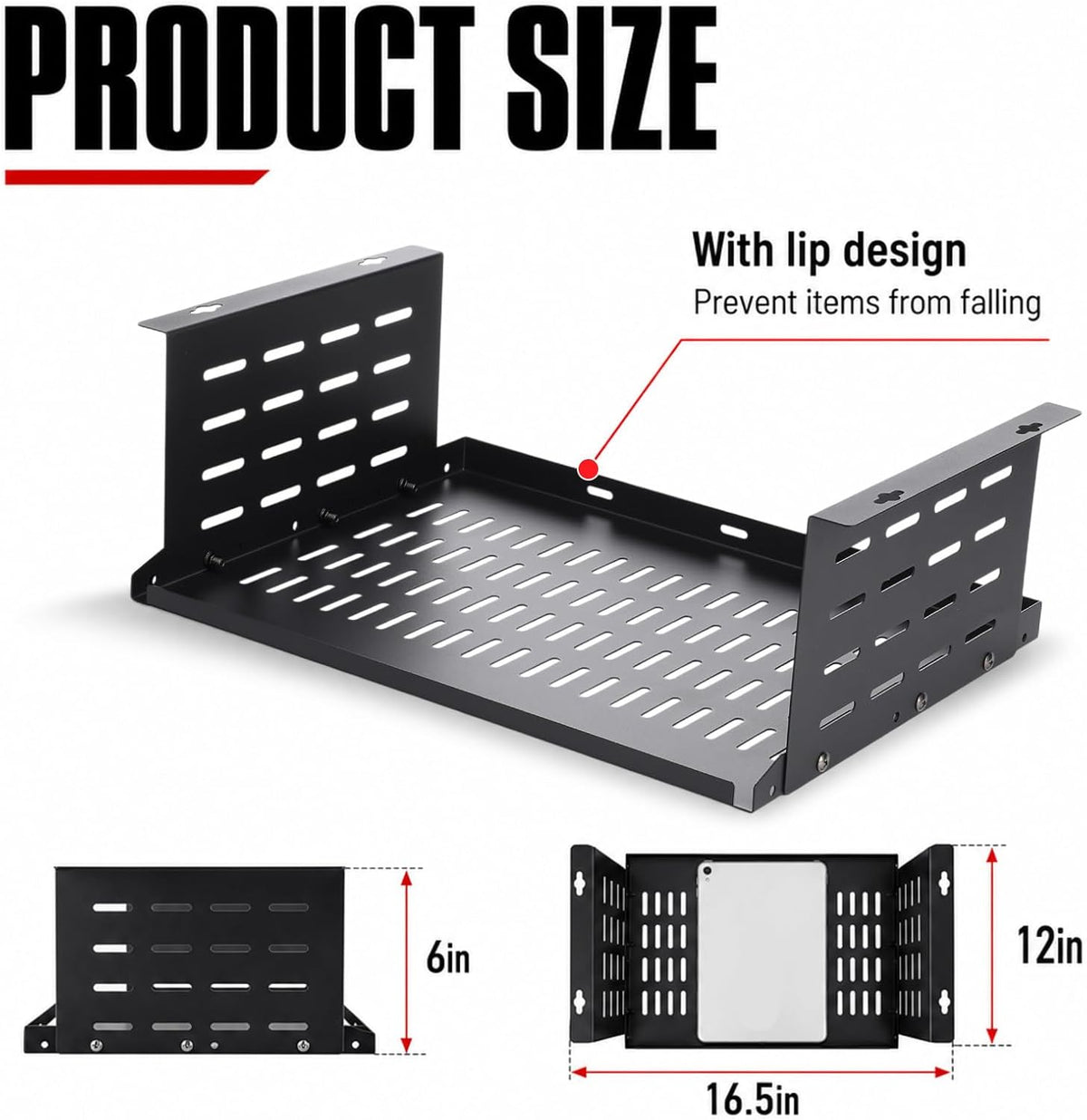 Under Desk Computer Mount for Small Form Factor SFF Computers and Pcs, Using Space 16.7" x H 4.75" x D 12" Mount Shelf Organizer for Office Home Workstation Gaming Stand up Desk