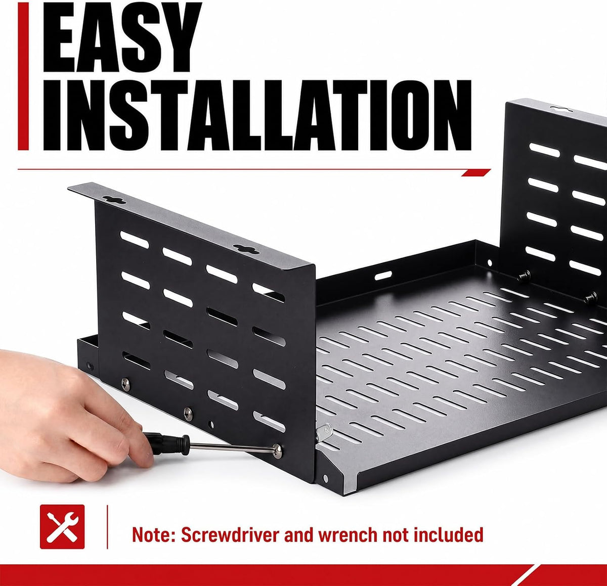 Under Desk Computer Mount for Small Form Factor SFF Computers and Pcs, Using Space 16.7" x H 4.75" x D 12" Mount Shelf Organizer for Office Home Workstation Gaming Stand up Desk