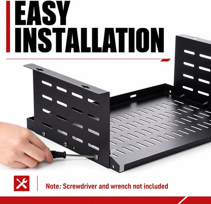 Under Desk Computer Mount for Small Form Factor SFF Computers and Pcs, Using Space 16.7" x H 4.75" x D 12" Mount Shelf Organizer for Office Home Workstation Gaming Stand up Desk