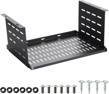 Under Desk Computer Mount for Small Form Factor SFF Computers and Pcs, Using Space 16.7" x H 4.75" x D 12" Mount Shelf Organizer for Office Home Workstation Gaming Stand up Desk