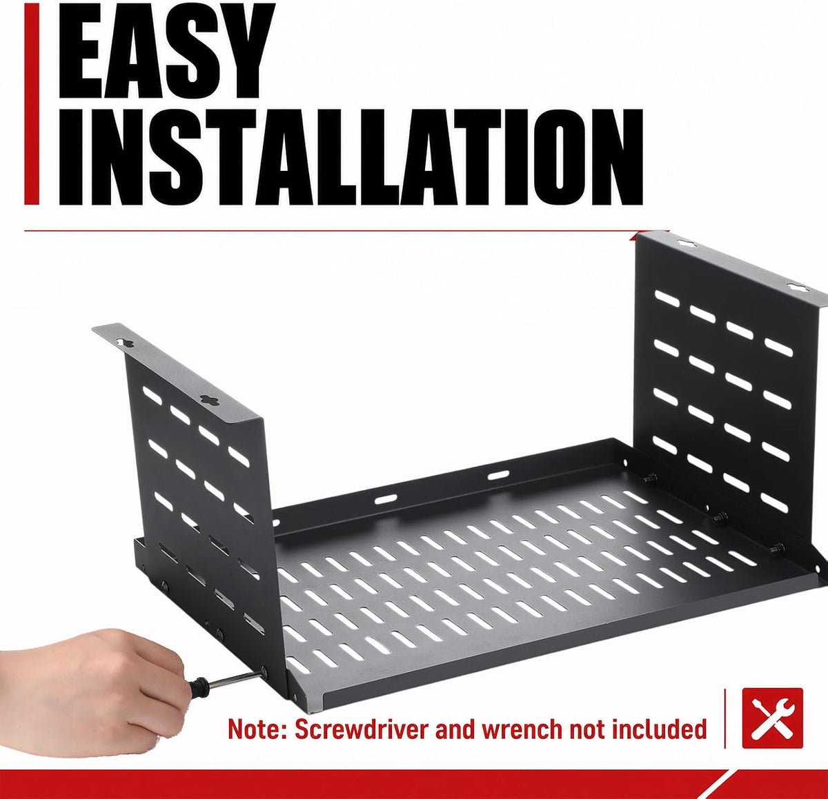 Under Desk Computer Mount for Small Form Factor SFF Computers and Pcs, Using Space 16.7" x H 4.75" x D 12" Mount Shelf Organizer for Office Home Workstation Gaming Stand up Desk
