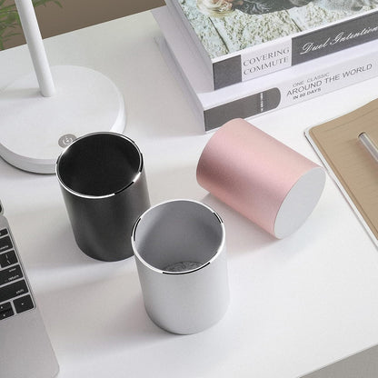 Metal Pen Holder Aluminum Pencil Holder for desk, Round Desktop Organizer and Black Pencil Cup for Office, School, Home and Stationary Supplies (3.15 x 3.15 x 3.94 Inches)