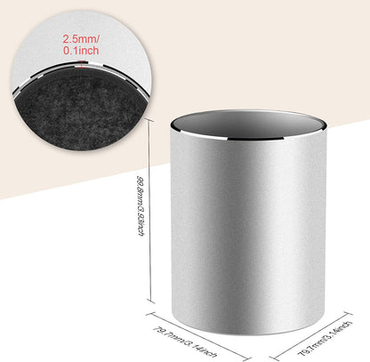 Metal Pen Holder Aluminum Pencil Holder for desk, Round Desktop Organizer and Black Pencil Cup for Office, School, Home and Stationary Supplies (3.15 x 3.15 x 3.94 Inches)