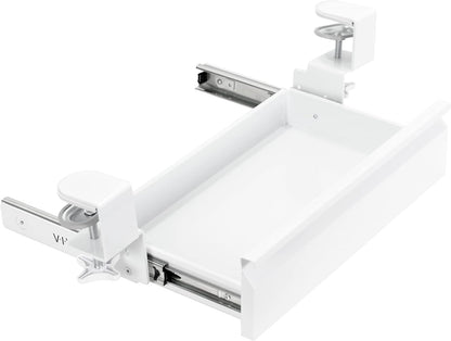 16 inch Clamp-On Sliding Pull-out Drawer without Shell for Office Desk, Storage Organizer for Sit Stand Workstation, White, DESK-AC03C-W